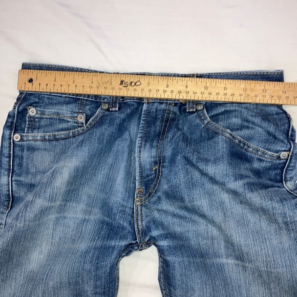 Levi's red tab W28L28.5 514 zip fly distressed Blue Straight Denim Jeans - Picture 10 of 16